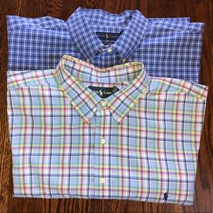 Pair (2) Ralph Lauren 100% cotton button down dress shirts size 3XB